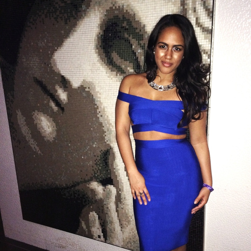 Two - piece Royal Blue - Bandage Top & Skirt Set